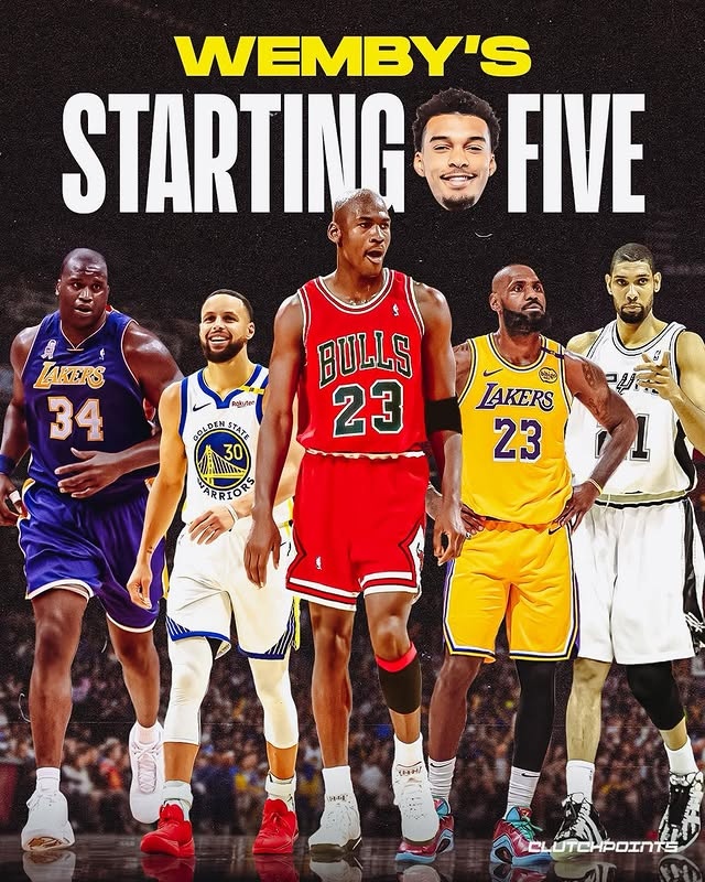 👀文班选个人历史最佳阵容：库里、乔丹、詹姆斯、邓肯、奥尼尔